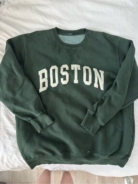 Brandy Melville Boston Crewneck Sweatshirt - Dark Green